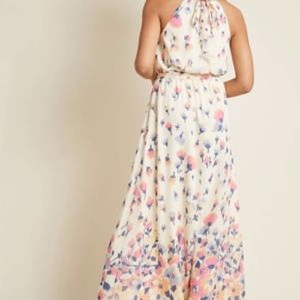 Modcloth Illuminated Elegance Chiffon Cream Floral Maxi Dress W/Belt sz 1X NWOT - Picture 2 of 11